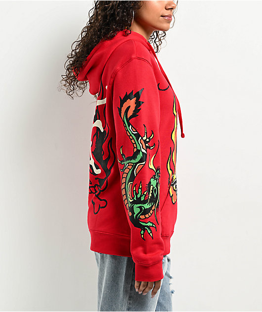 Ed Hardy Flame Cobra Red Hoodie