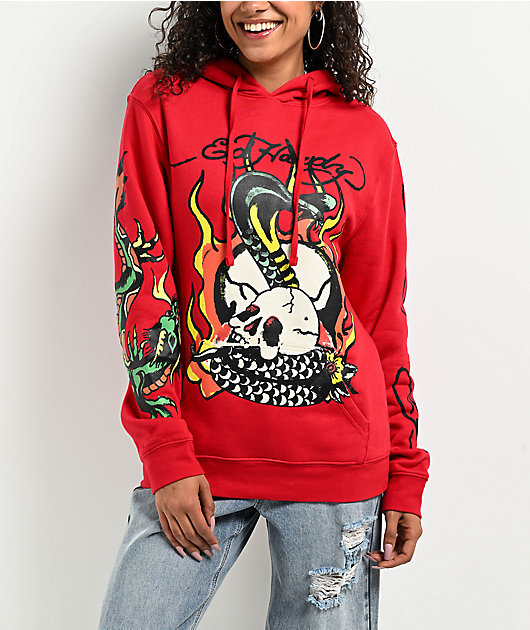 【ゆあ】RED PEPPER×ED HARDY パーカー RED PEPPER×ED HARDY コラボレーションフルジップパーカー ブラック M