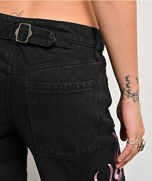 Ed Hardy Flame Dragons Black Baggy Jeans