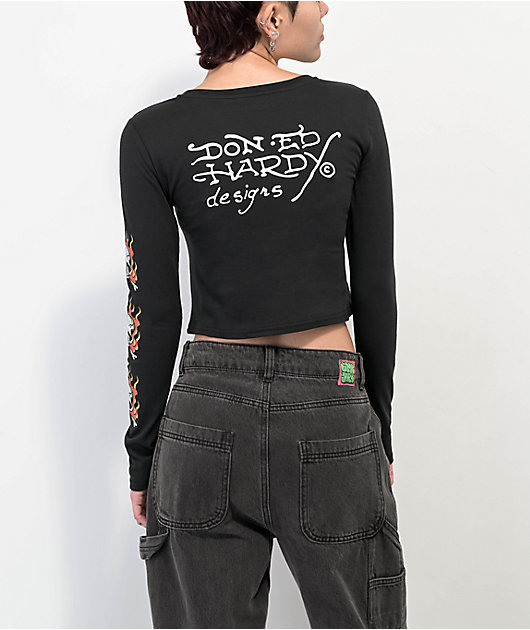 Zumiez Ed Hardy Koi Splash Black Crop T-Shirt | Mall of America®