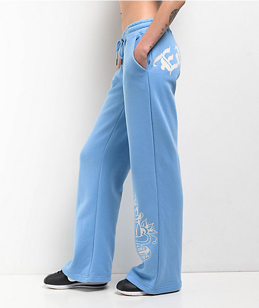 Ed Hardy Flower Skulls Powder Blue Sweatpants