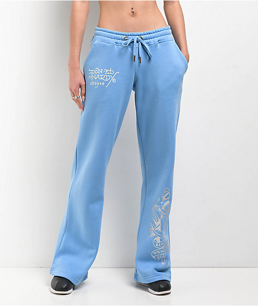 Ed Hardy★Flower Skulls Powder Blue スウェットパンツ Ed Hardy Flower Skulls Powder Blue Sweatpants | Zumiez