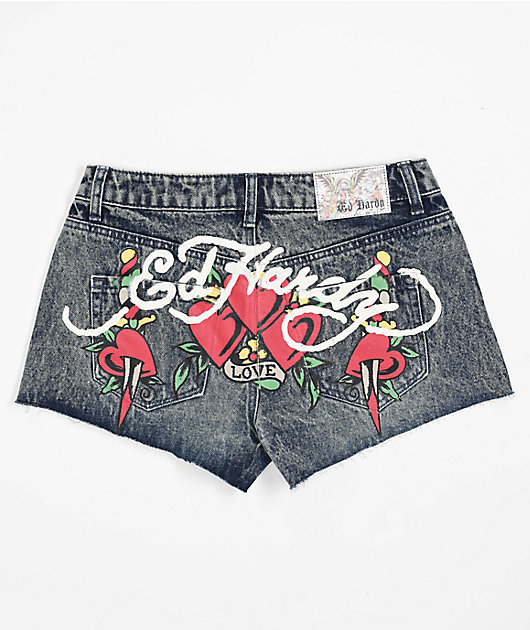 パンツ [Sculptor X Ed Hardy] Cherry shorts ☆SCULPTOR☆ Sculptor X Ed Hardy Cherry Shorts Melange Gray