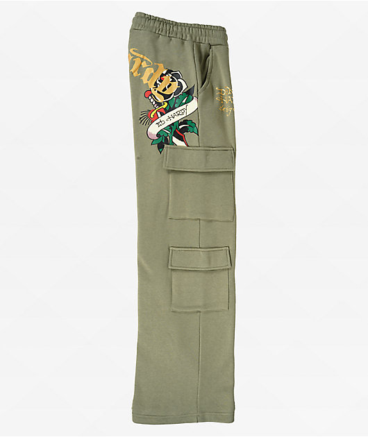 Ed Hardy Hello Sailor Green Cargo Sweatpants
