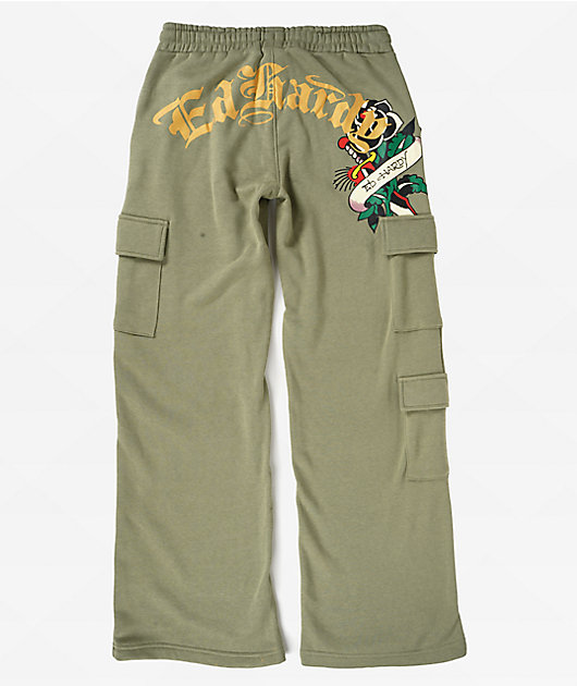 Ed Hardy Hello Sailor Green Cargo Sweatpants | Zumiez