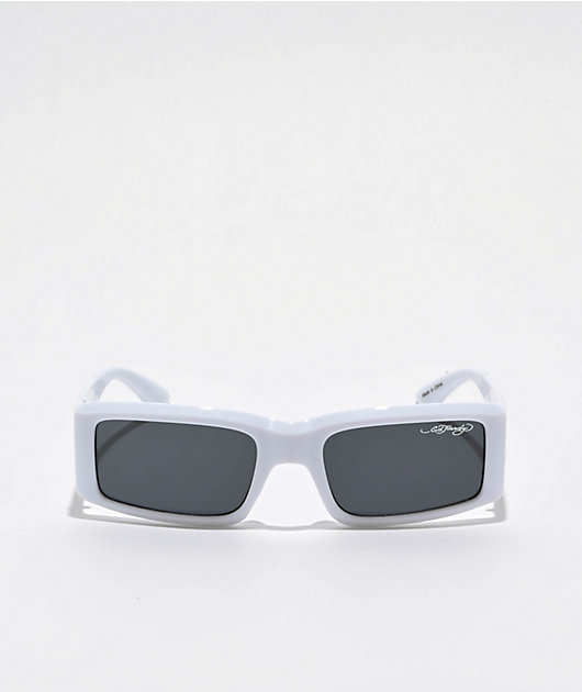 Ed Hardy Hokusai White Rectangle Sunglasses