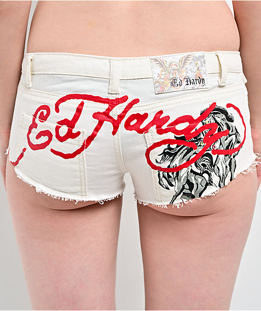 Ed Hardy Horses Ivory Micro Shorts | Zumiez