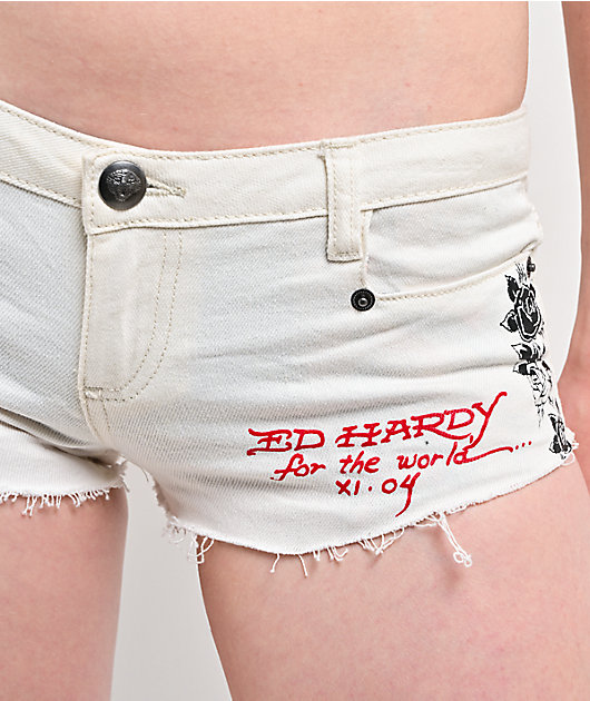 Ed Hardy Horses Ivory Micro Shorts | Zumiez
