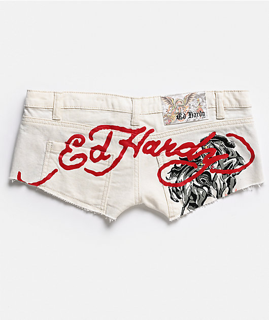 Ed Hardy Horses Ivory Micro Shorts