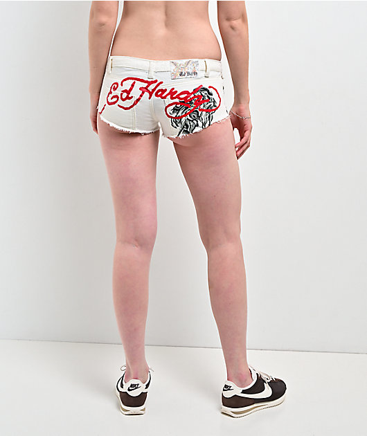 パンツ SCULPTOR Ed Hardy Cherry Shorts Ed Hardy Horses Ivory Micro Shorts | Zumiez