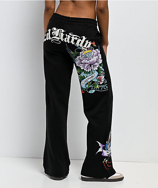 Ed Hardy Ice Flower Black Sweatpants | Zumiez