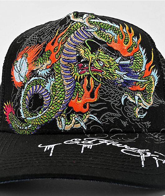 Ed Hardy Japan Dragon Black Trucker Hat