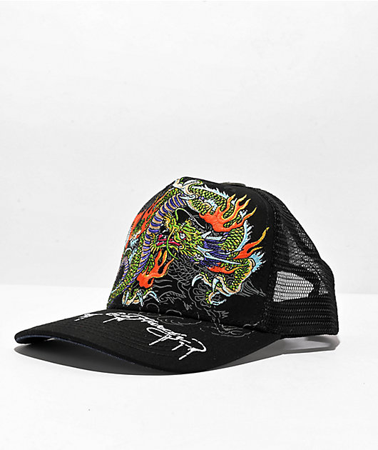 Ed Hardy Japan Dragon Black Trucker Hat