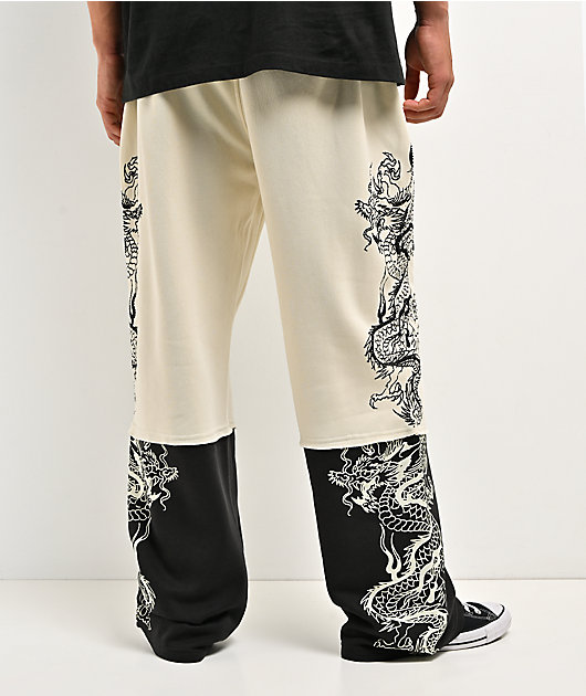 Ed Hardy Japan Dragon Ivory & Black Sweatpants