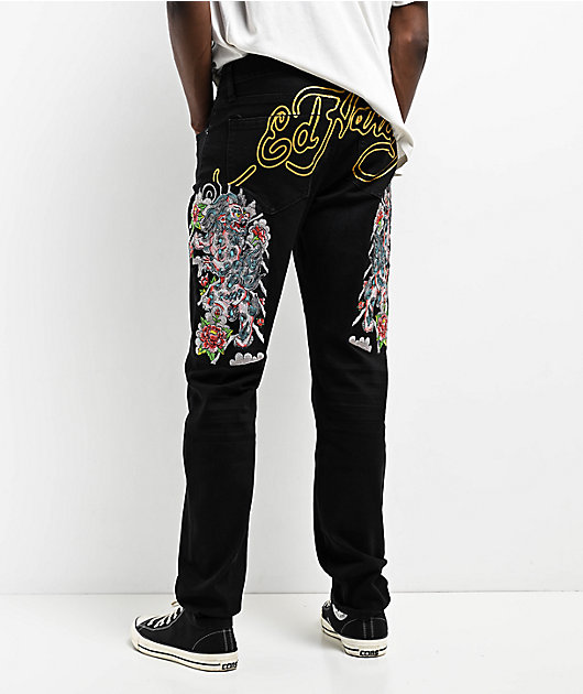 R*Y様 daidai gradation skinny Ed Hardy Japan Lion Straight Leg Black Jeans | Zumiez