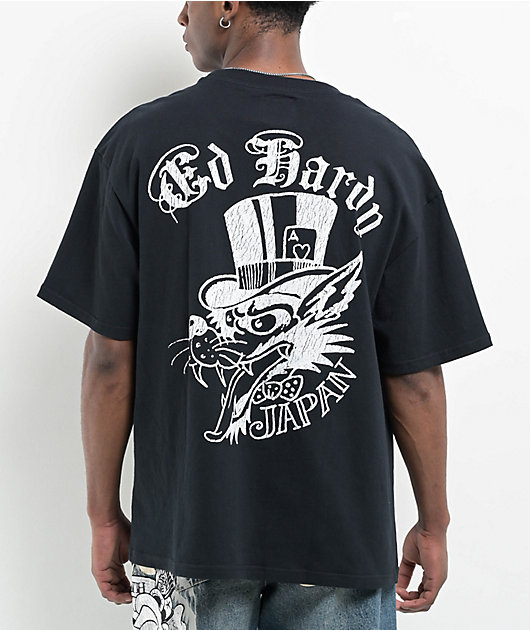 Ed Hardy エドハーディー Japan Wolf 半袖 Tシャツ Ed Hardy Japan Wolf Vintage Black T-Shirt | Zumiez
