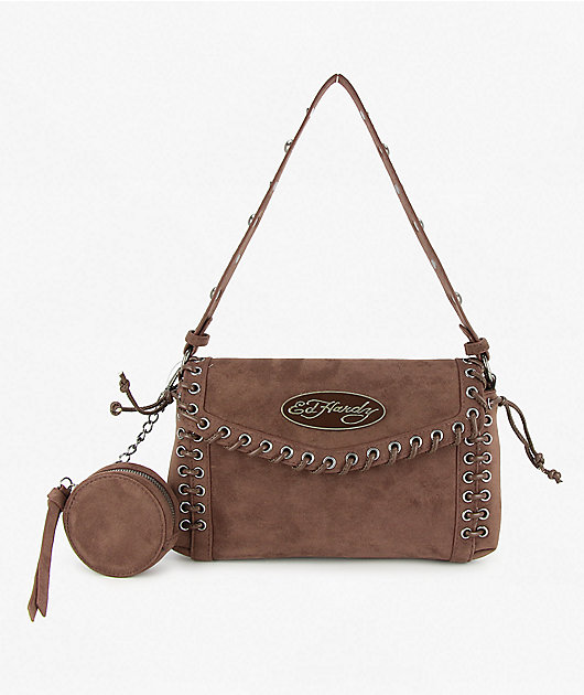 Ed Hardy Jeri Flap Brown Shoulder Bag