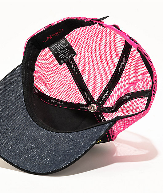 Ed Hardy Koi Fish Black & Pink Trucker Hat | Zumiez display picture 2
