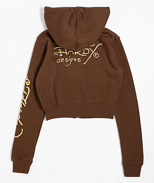 CO.COえみ Ed Hardy Koi Fish Cocoa Crop Zip Hoodie | Zumiez
