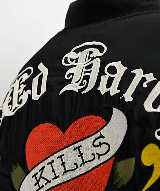 Ed Hardy LKS Skull Black Bomber Jacket | Zumiez