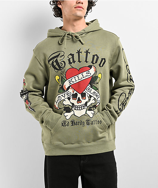 Ed Hardy LKS Skull Green Hoodie Zumiez