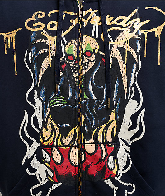 Ed Hardy Lord Sunfade Navy Zip Hoodie