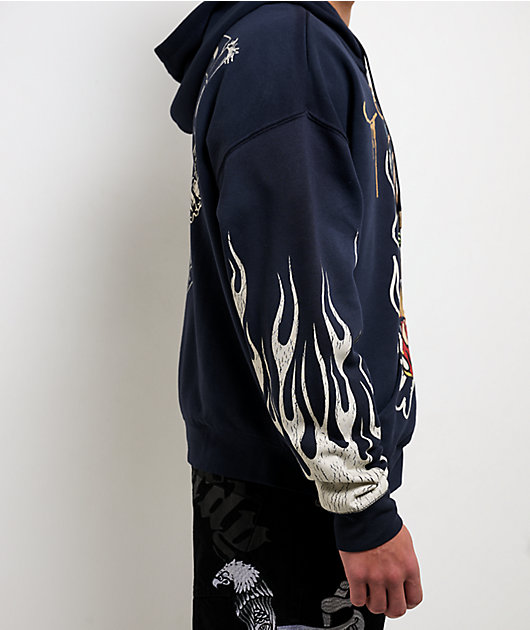 Ed Hardy Lord Sunfade Navy Zip Hoodie