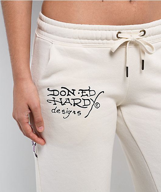 Ed Hardy Love Kills Slowly Birds Ivory Sweatpants