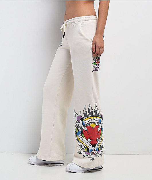 Ed Hardy Love Kills Slowly Birds Ivory Sweatpants