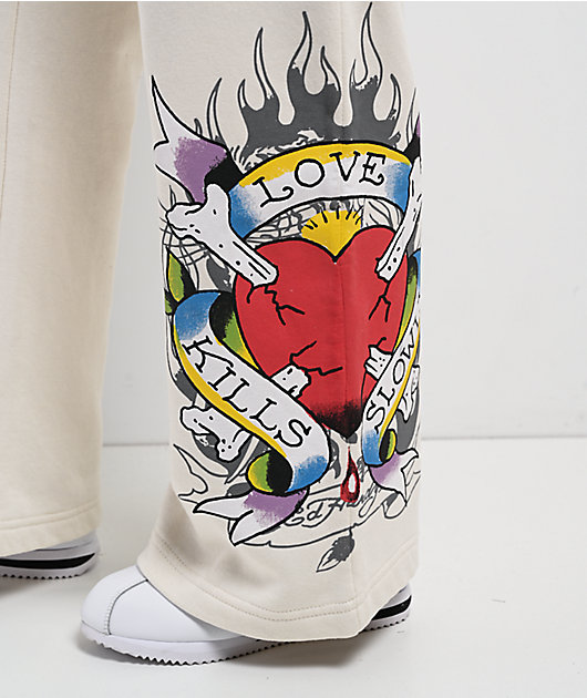 Ed Hardy Love Kills Slowly Birds Ivory Sweatpants | Zumiez