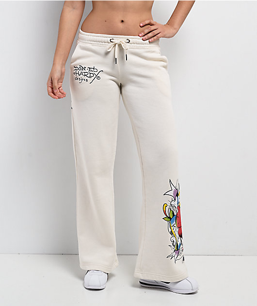 Ed Hardy Love Kills Slowly Birds Ivory Sweatpants