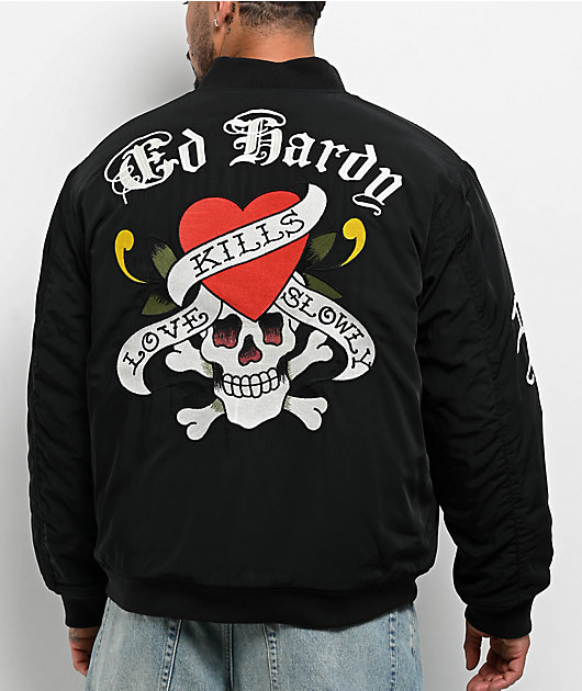 Ed Hardy Love Kills Slowly Black Bomber Jacket | Zumiez