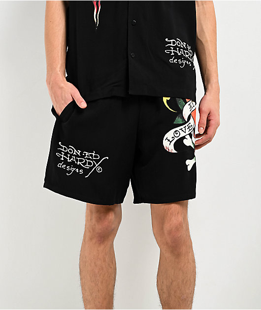Ed Hardy Love Kills Slowly Black Walk Shorts | Zumiez