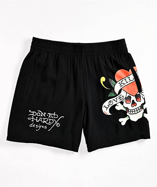 Ed Hardy Love Kills Slowly Black Walk Shorts | Zumiez