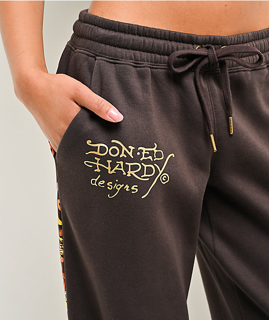 Ed Hardy Love Kills Slowly Espresso Brown Sweatpants