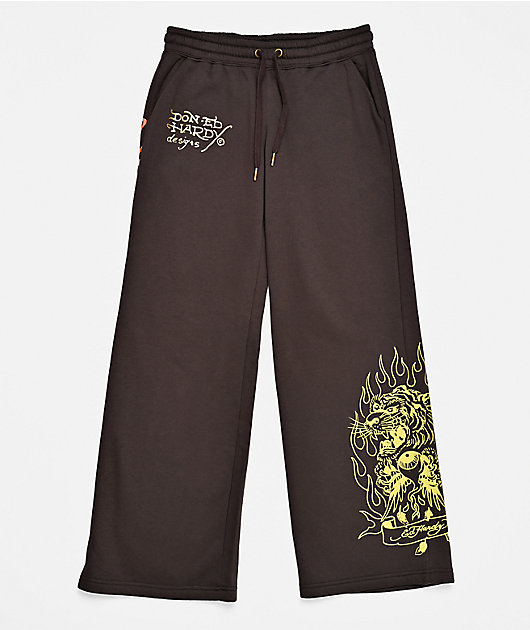Ed Hardy Love Kills Slowly Espresso Brown Sweatpants