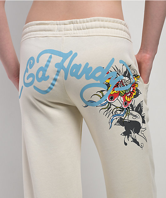 Ed Hardy Love Kills Slowly Heart Ivory Sweatpants