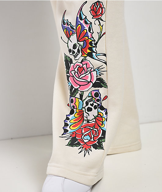 Ed Hardy Love Kills Slowly Heart Ivory Sweatpants | Zumiez