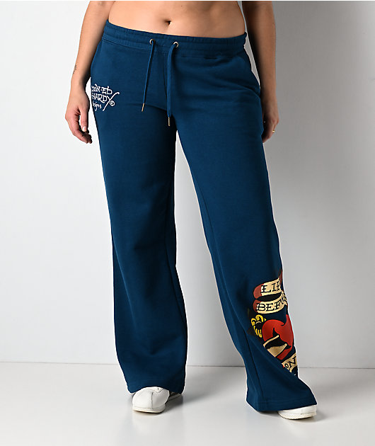 Ed Hardy Love Kills Slowly Sapphire Blue Wide Leg Sweatpants | Zumiez