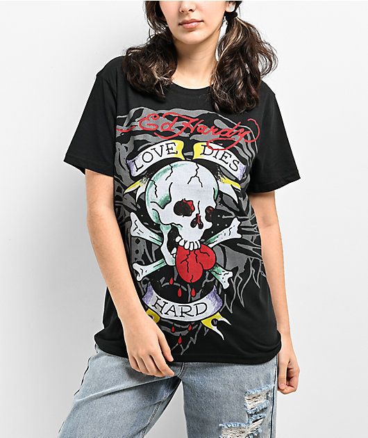 セール！【Ed Hardy】SKULL IN LOVE TシャツS Ed Hardy Love Skull Black T-Shirt | Zumiez