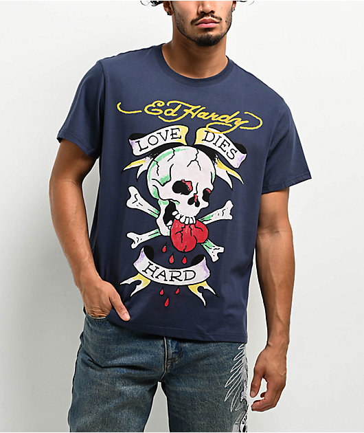 セール！【Ed Hardy】SKULL IN LOVE TシャツS Ed Hardy Love Skull Eggplant T-Shirt | Zumiez