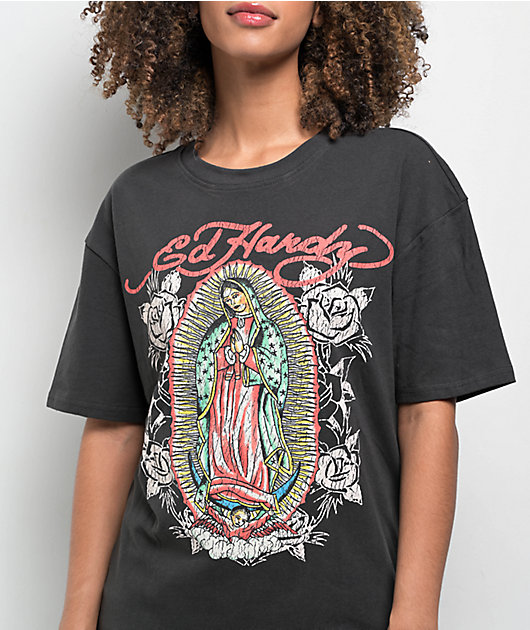 Ed Hardy Mary Charcoal T-Shirt