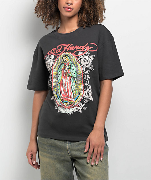 Ed Hardy Mary Charcoal T-Shirt | Zumiez