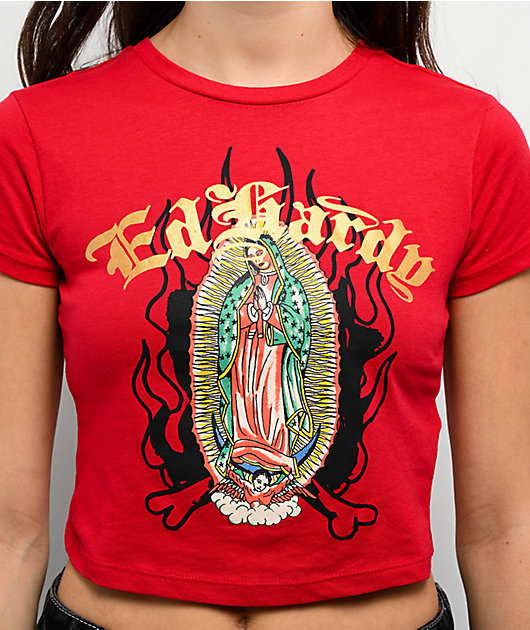 Ed Hardy Mary Cherry Red Crop T-Shirt