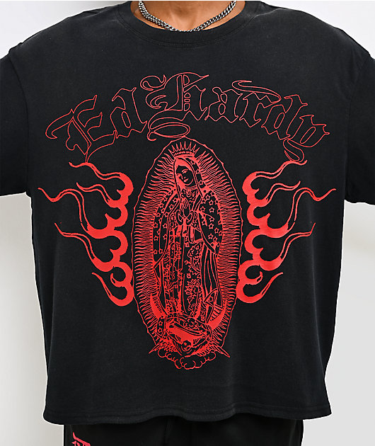 Ed Hardy Mary Dragons Black 2fer Long Sleeve T-Shirt