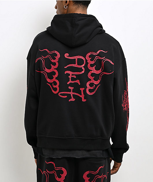Ed Hardy Mary Dragons Black Boxy Crop Zip Hoodie