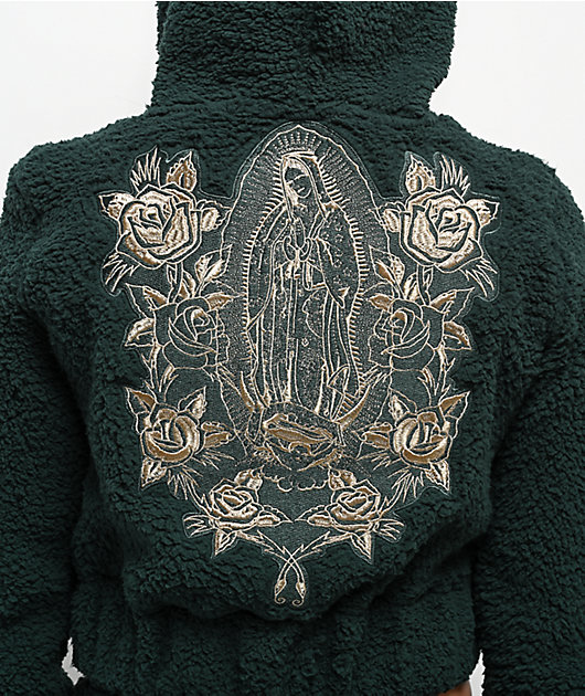 Ed Hardy Mary Green Sherpa Zip Hoodie | Zumiez