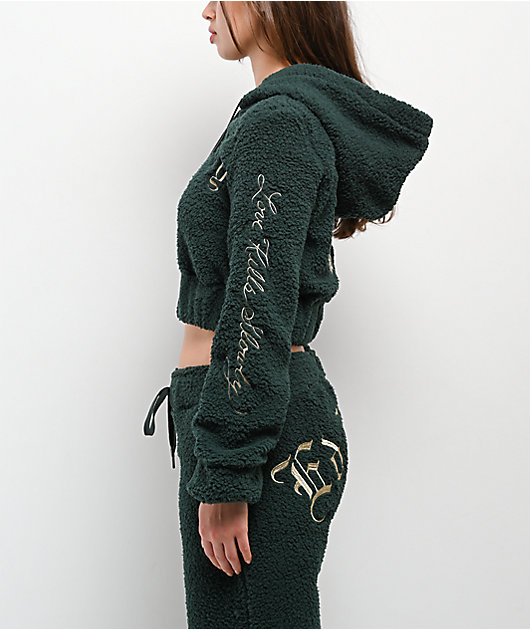 Ed Hardy Mary Green Sherpa Zip Hoodie | Zumiez