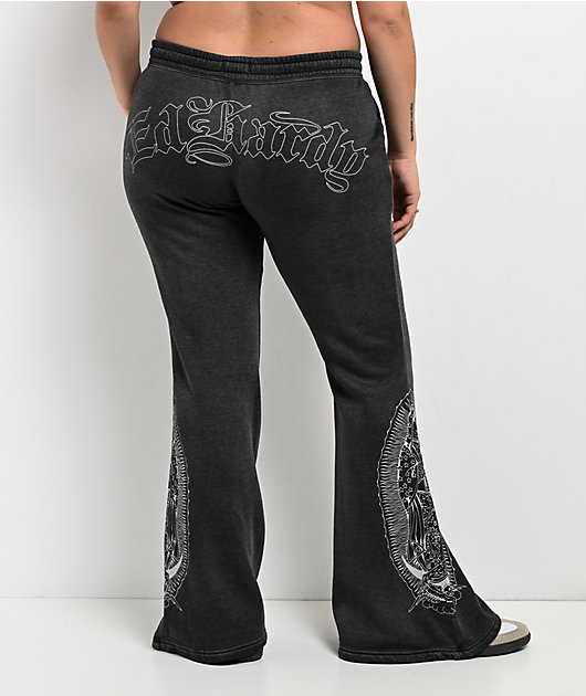 Mary heart pants ブラック Ed Hardy Mary Mineral Grey Flare Sweatpants | Zumiez