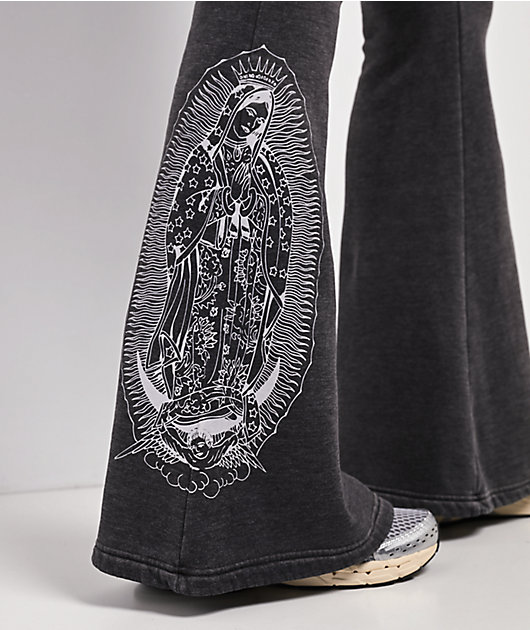Ed Hardy Mary Mineral Grey Flare Sweatpants